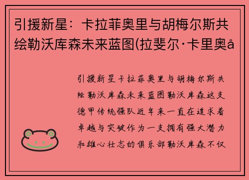 引援新星：卡拉菲奥里与胡梅尔斯共绘勒沃库森未来蓝图(拉斐尔·卡里奥卡)